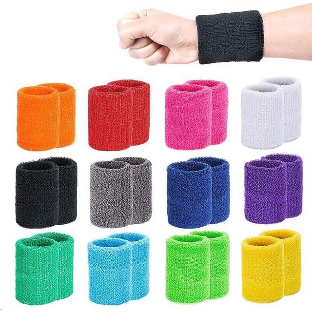 Sunjoy Tech Cotton Sports Wristband Absorb Sweat Low Heat Suitable for Outdoor Sports, 2 Pieces