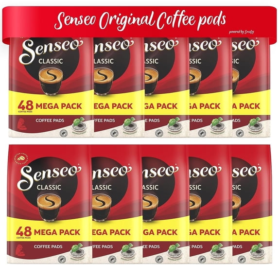 Senseo Medium Roast Classic Ground Coffee Pods, Single Serve, 480 Count (10 Bags of 48 Pods)