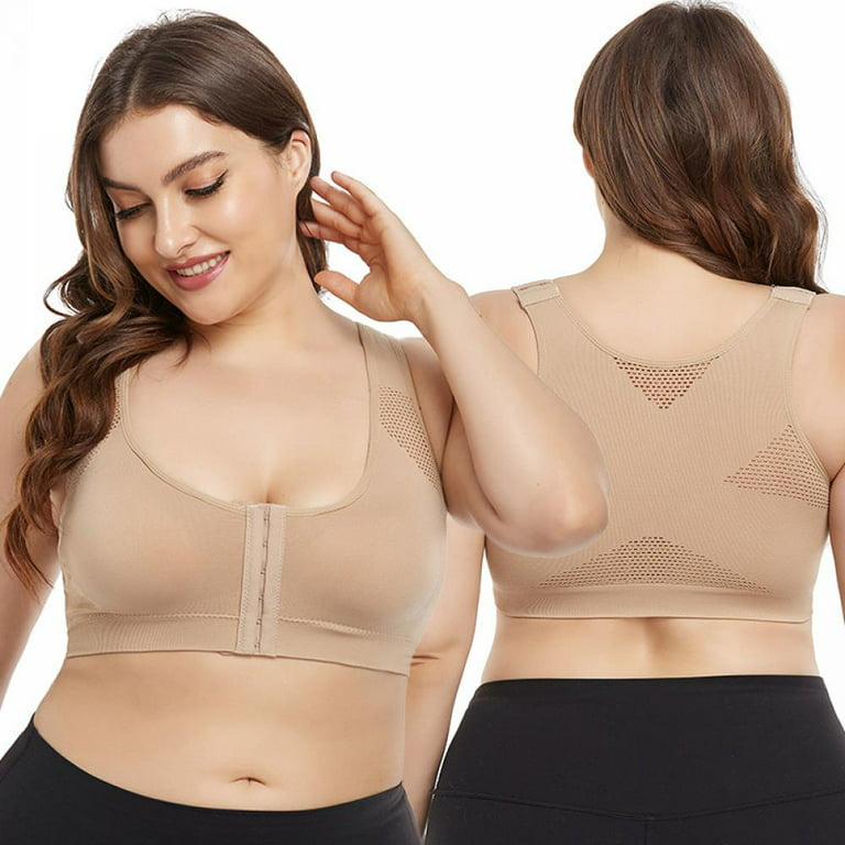 2 Pack Women's Front Closure Posture Wireless Back Support Full Coverage Bra