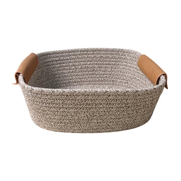 Cesta de almacenamiento de algodón tejida cesta de picnic decoración del hogar elegante cesta de fruta cesta de picnic para aperitivos sándwiches pan Gris S