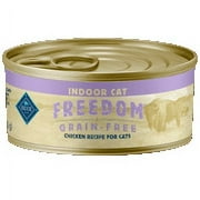Blue Buffalo Freedom Grain Free Natural Adult Pate Wet Cat Food, Indoor Chicken, 5.5-oz cans