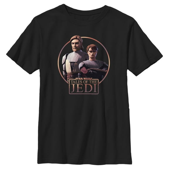 Boy's Star Wars: Tales of the Jedi Anakin Skywalker and Obi-Wan Kenobi Graphic Tee Black Medium