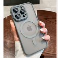 thumbnail image 3 of Matte Case For iPhone 15 14 13 12 11 Pro Max Plus Clear For Magsafe Magnetic Wireless Charge Lens Protection Frosted Cover funda, 3 of 7
