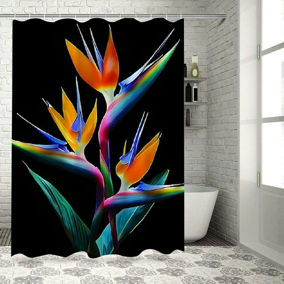 Orinice Fabric Waterproof Shower Curtains Natural Bird Ry Paradise Flower Leaf Biology Nature Decoration Bio Tropical Summer Textures Purple Shower Curtain for Bathroom with Hooks  36x72