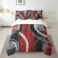 thumbnail image 2 of Manfei Black Red Gray Twin Bedding Sets 7pcs, Abstract Stripe Line Bedding Comforter Set, Modern Minimalist Sheet Sets, Super Cozy Room Decor, 2 of 8