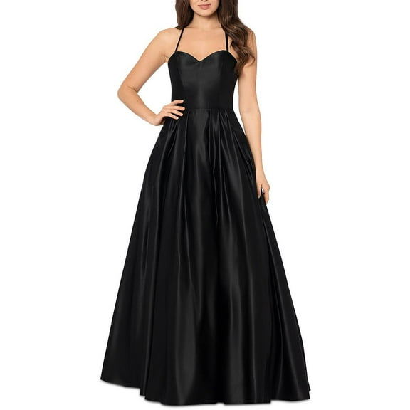 Blondie Nites Womens Juniors Illusion Long Evening Dress
