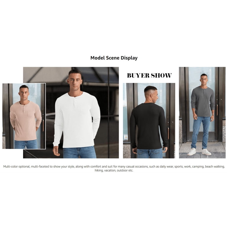 Iceglad Men's Long Sleeve Waffle Henley Shirt photo 2