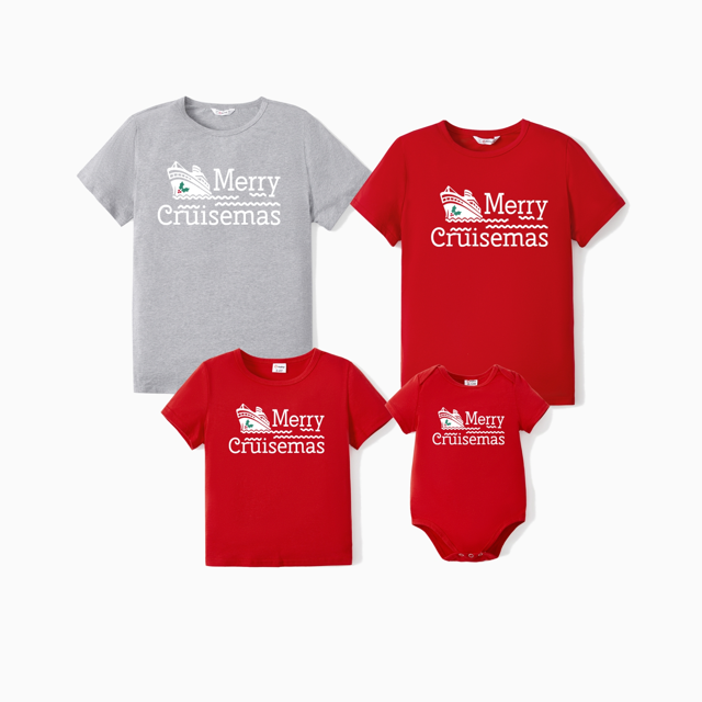 PatPat Christmas Tee Matching Summer Merry Cruisemas Design Cruise Pattern (Short Sleeves)