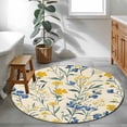 thumbnail image 3 of Round Rugs 3Ft, Seasonal Botanical Blooms Round Area Rug Washable Indoor Throw Carpet, Blue Yellow Flowers Small Non Slip Circle Rug for Bedroom Living Room Home Decor Aesthetic, 3 of 8