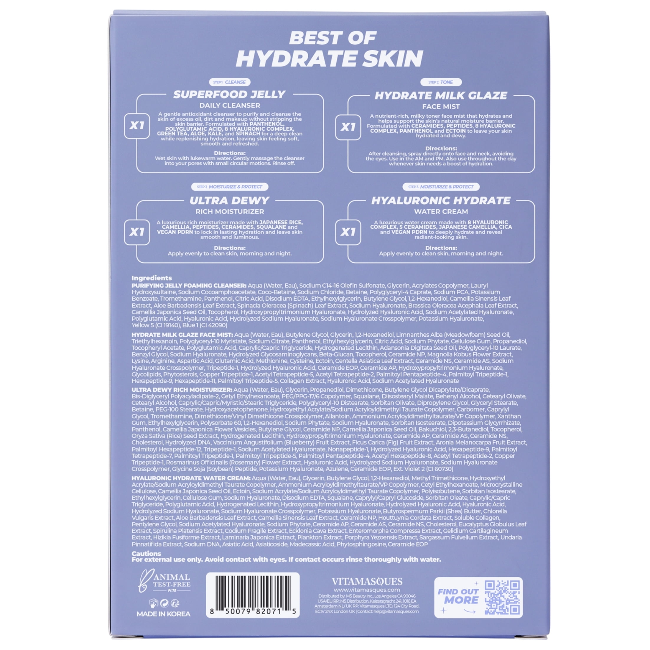 Vitamasques Best of Hydrate Skin Kit for All Skin Types, 4-Piece Set