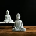 thumbnail image 3 of Ornement de Jardin Bouddha Assis Pierre en Résine Effet Zen Statue Extérieure Intérieure, 3 of 4