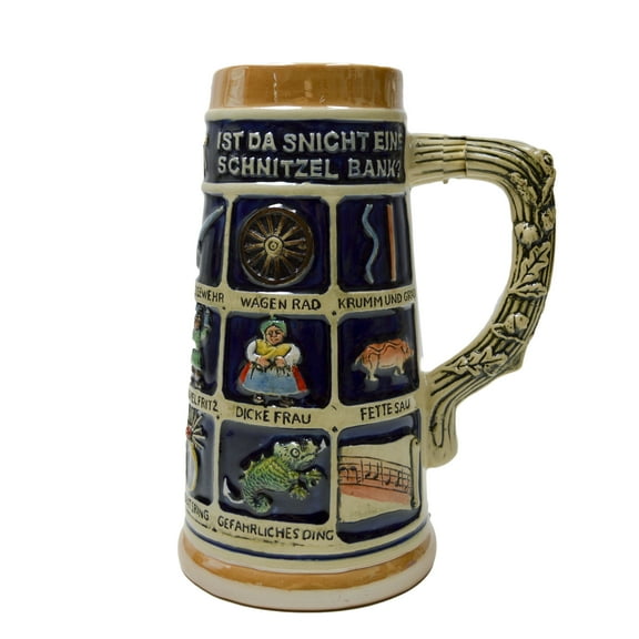 GERM German Schnitzelbank Song Ceramic ‎Multicolored Beer Stein | .9L