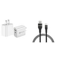 thumbnail image 1 of 18W Dual-Port Wall Charger for Moto G Power (2022) (High Powered Fast Charging USB-C Power Delivery/USB-A Quick Charge 3.0) and USB Type-C Cable (3.3 Feet), 1 of 9
