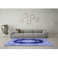 thumbnail image 3 of Ahgly Company Machine Washable Indoor Square Medallion Blue Traditional Area Rugs, 5' Square, 3 of 4