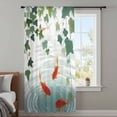 thumbnail image 4 of Japanese Carp Fish Sheer Curtains 108" Extra Long, Oriental Art Rustic Leaves Vines Koi Fish Light Filering Curtains, Privacy Drapes Simi Floor to Veiling Curtain for Living Room Window Treatment, 4 of 9