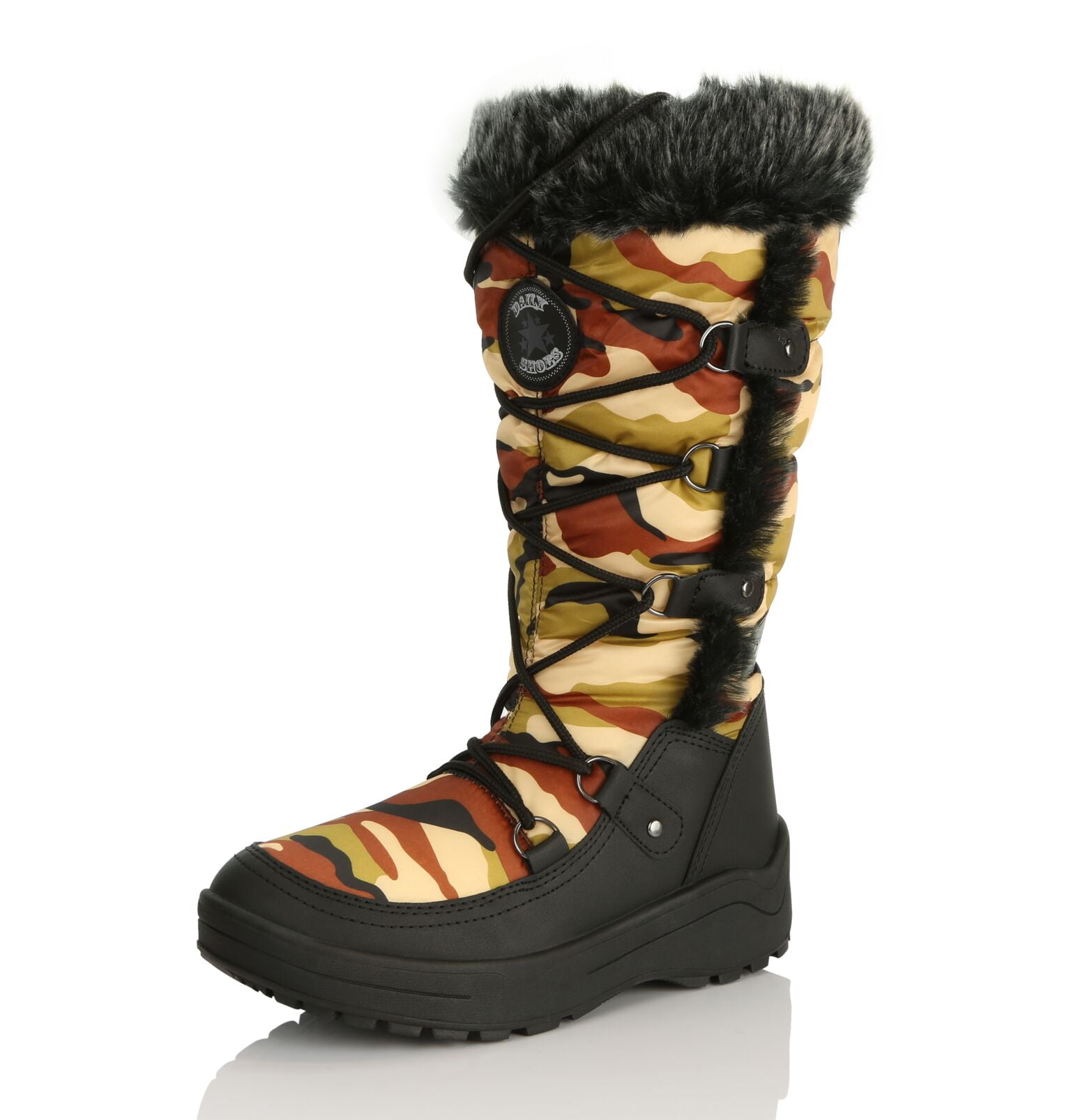 fur lined lace up winter boots