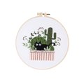 thumbnail image 1 of Handmade Embroidery Set Holiday Cat Handmade Embroidery Diy Material Package Flower Cactus Green, 1 of 7