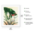 thumbnail image 2 of Red Cardinal and White Calla Lily Flowers - Vintage Hawaiian Airbrush Art by Frank Oda (Hale Pua Studio) c.1940s - Fine Art Rolled Canvas Print (Unframed) 16in x 20in, 2 of 4