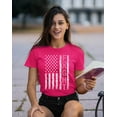 thumbnail image 2 of Breast Cancer Support Pink Ribbon Fight US Flag Women's T-shirt, 3XL, Cyber Pink, 2 of 5