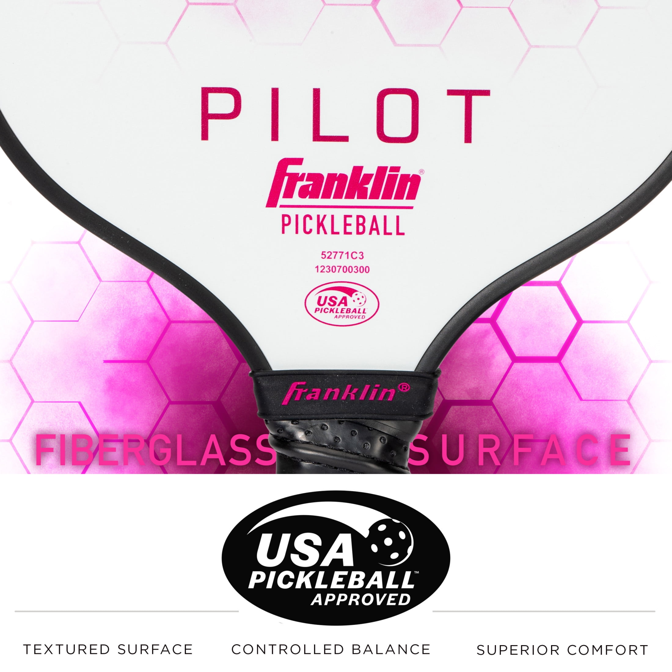 Franklin Sports Pickleball Paddle - Pilot Polypropylene Core Pickleball Racket - Official USA Pickleball (USAPA) Approved Pickleball Paddle - Lightweight Pro Racket - Pink - 10mm Thick Core