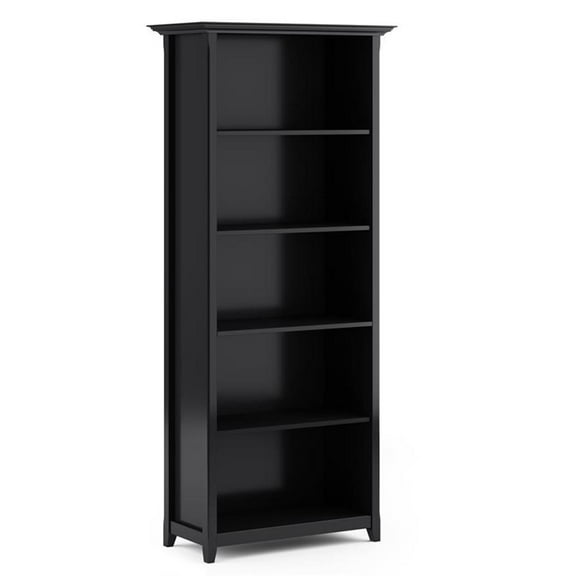 Trent Home Solid Wood 70" Tall 5-Shelf Bookcase in Black