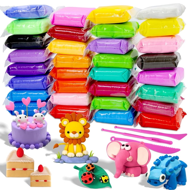 Kit de arcilla de secado al aire MuseLuxe de 32 colores con 3 herramientas