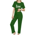 thumbnail image 5 of ZHYou Christmas Pajama Sets for Women Comfortable Breathable Soft Women Christmas Sleepwear Loungewear Short Sleeve Shorts Pajamas Sets Colorful Print Festive Holiday Style Sets,Green,Size L, 5 of 8