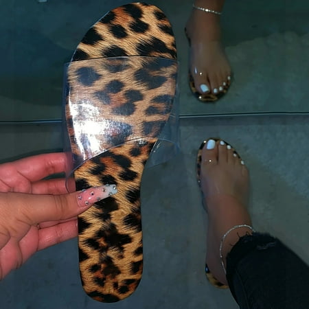 

Summer Fashion Women Leopard Grain Flat Slipper Beach Sandals Casual Shoes Womens Slippers with Hard Sole Ballet Slippers Women Heated Slippers Women Slipper Women Size 5 Fit Flops Slippers for Women