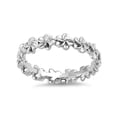 thumbnail image 3 of 925 Sterling Silver Oxidized Platinum Plated Plumeria Eternity Band Women Valentines Day Gifts Ring, 3 of 4