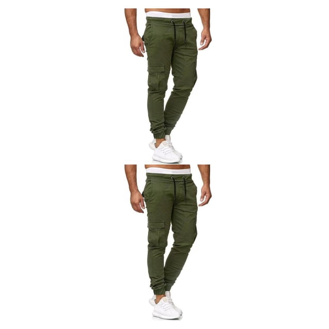 Pantalones de algodón para hombre Sonducket reemplazo informal elegante con múltiples bolsillos y cordón cintura media