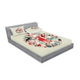 thumbnail image 2 of Ambesonne Christmas Fitted Sheet & Pillow Sham Set, Traditional Motif, Queen, Beige and Red, 2 of 2
