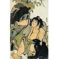 thumbnail image 2 of Hokusai 17x24 Black Ornate Wood Framed with Double Matting Museum Art Print Titled - Kintaro And The Wild Animals 1780s, 2 of 4