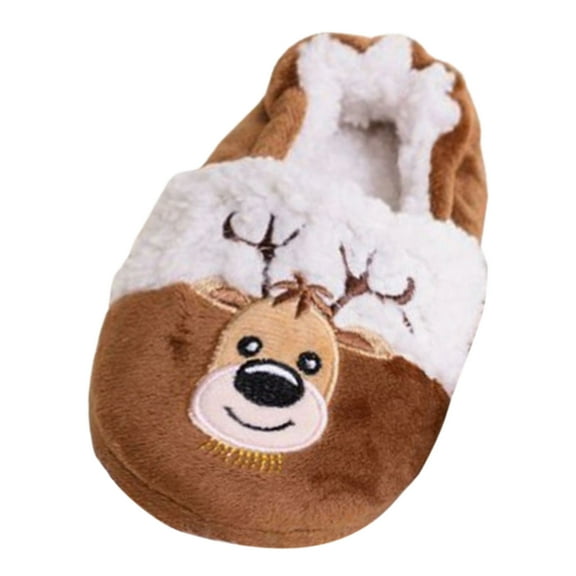 Lujianch Children Christmas On Furry Flat Home Non Winter Round Toe Keep Warm Cartoon Prints Slippers Shoes Girls Slippers Size 8.5