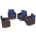 thumbnail image 2 of INTER HUT 4PCS Outdoor Patio Wicker Swivel Rocking Chairs with Cushions, Rattan Swivel Conversation Furniture for Porch, Backyard, Deck, Poolside, Garden, Blue, 2 of 8