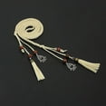 thumbnail image 6 of Ruanlalo Women Braided Beads Tassels Thin Skinny Waist Rope Belt Self-Tie Dress Waistband Beige, 6 of 6