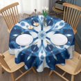 thumbnail image 3 of Indigo Tie Dye Floral Mandala Round Tablecloth 60"x60",Wrinkle Wipeable Table Cloth for Kitchen Dining Room Picnic Patio Party, 3 of 6