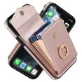 thumbnail image 4 of Wallet Case Compatible with iPhone 11 ProMax, Case with Card Holder,with a strap, RFID Blocking Leather Cover 360°Rotation Ring Kickstand Protective Bumper Designed for AppleiPhone 11 Pro Max,Rosegold, 4 of 10