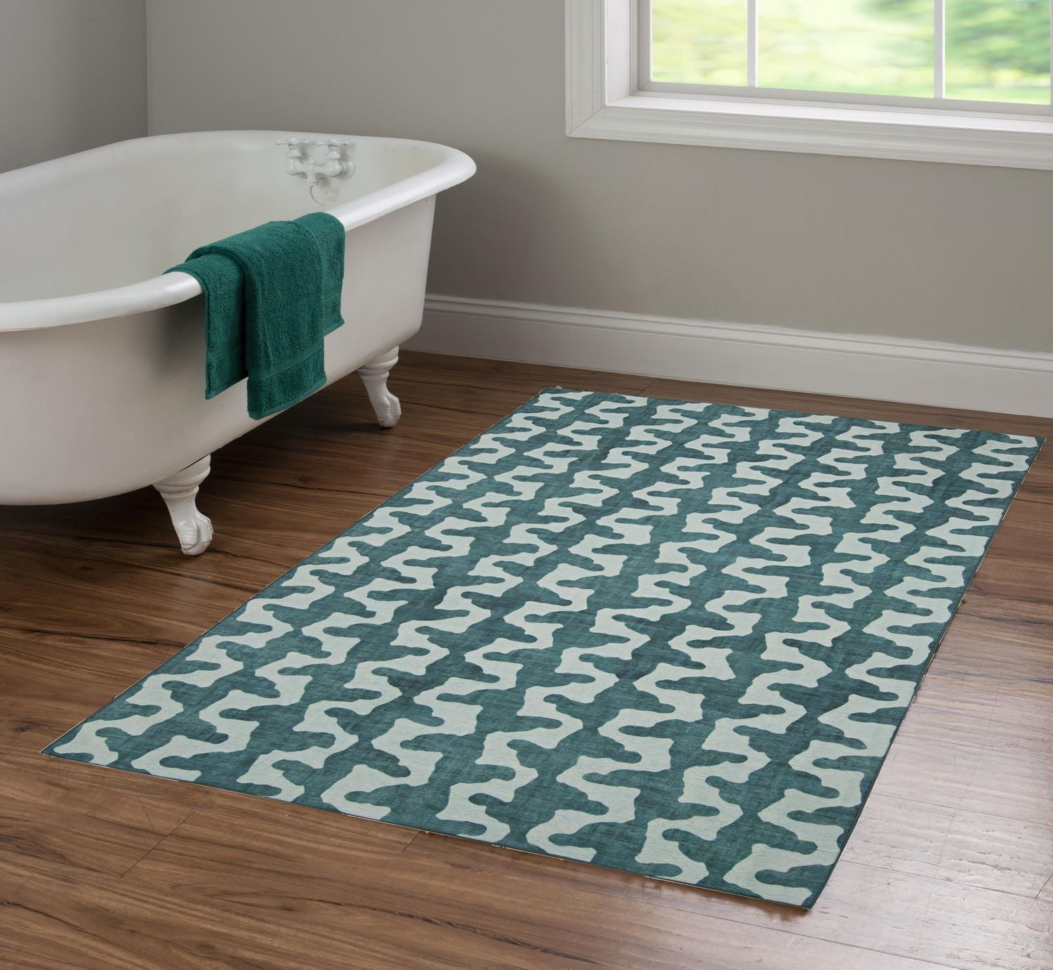 Outdoor Washable Doral Aqua & Green 3' x 5' Accent Rug