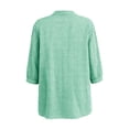 thumbnail image 6 of HAOTAGS Womens 3/4 Sleeve Tops,Summer Causal Plaid V-neck Blouse Green Size 2XL, 6 of 7