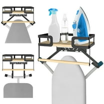Sentryse Ironing Board Hanger, Metal Wall Mount Iron and Ironing Board Holder with Storage Shelf for Laundry Room, Black