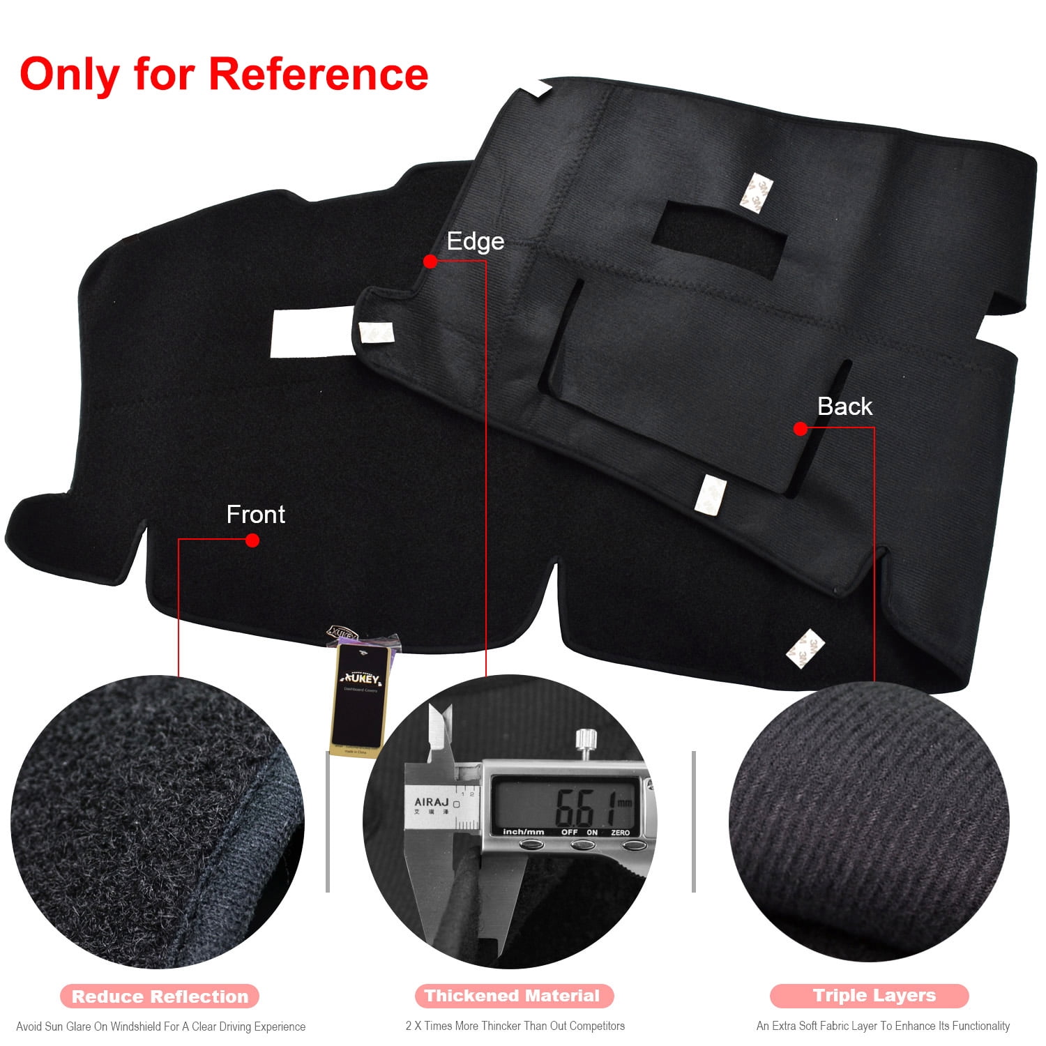 XUKEY Dashboard Cover For Dodge Ram 1500 2500 3500 Carpet 2010-2018 Dash Mat