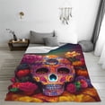 thumbnail image 5 of Pofeuu Vintage Patterned Skull Print Ultra-Soft Micro Fleece Blanket,for Bed Or Sofa,All Season Throw Blankets Flannel Blanket-40"x30", 5 of 7