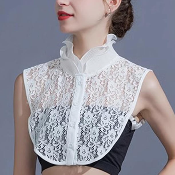 Cuello falso mujer falso falso cuello mitad top elegante ropa de ropa blusa media camisa