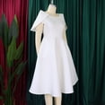 thumbnail image 4 of AURA Plus Size Elegant Off Shoulder A Line Midi Dress High Waist Puff Sleeve Summer Banquet African Party Dress, 4 of 10