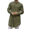 thumbnail image 2 of DAFPZW Mens Kaftan Thobe Cotton Linen Shirt Long Sleeve Robe Casual Muslim Gown, 2 of 7