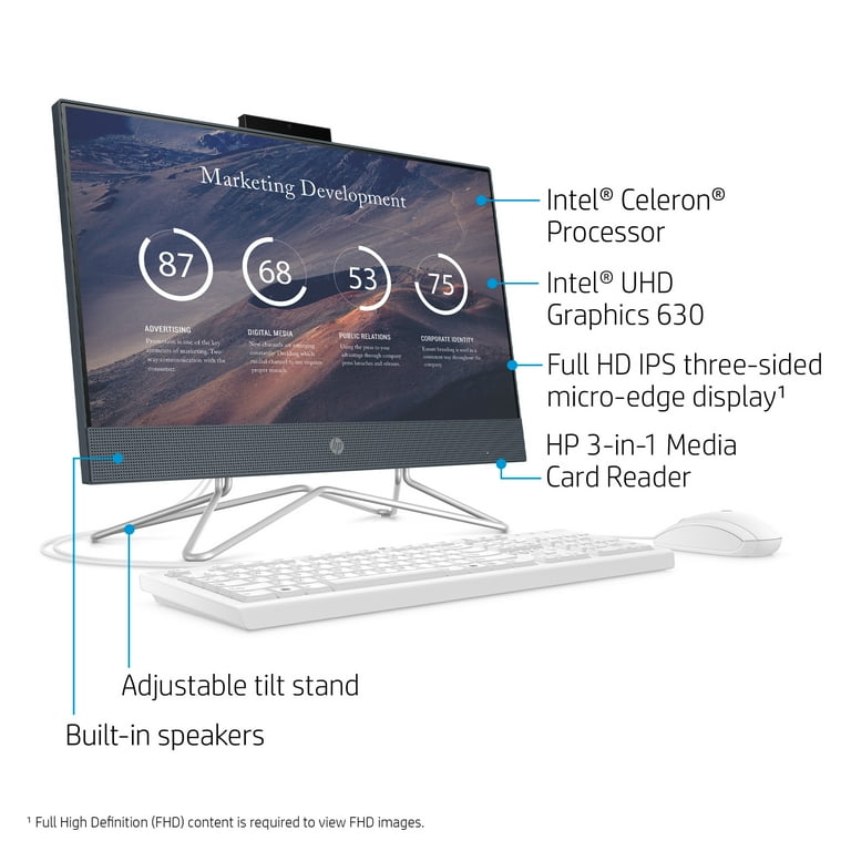 HP All-in-One 22-df0013w Desktop Computer with 22-inch Flat Screen