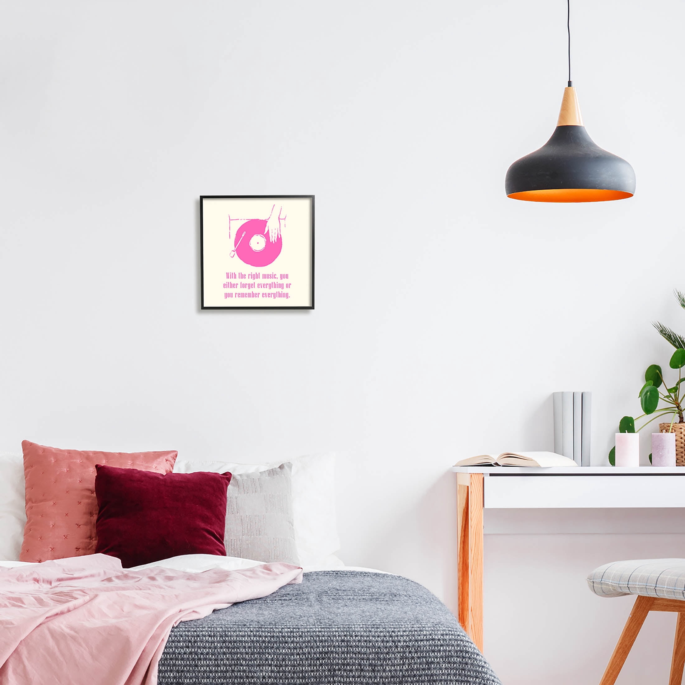 Stupell Industries With The Right Music DJ Turntable Graphic Art Black Framed Art Print Wall Art, Design by Melissa Wang