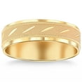 thumbnail image 1 of Men's Solid 10k Yellow Gold 6MM Brushed Carved Wedding Band Comfort Fit Ring, 1 of 2