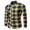 Yellow, variant on New Men's Long Sleeve Plaid Shirt, Casual Button Down Slim Fit Top with Standing Collar