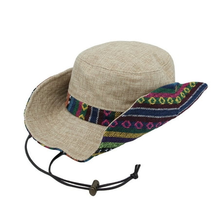 WITHMOONS Mens Wide Brim Boonie Bush Hat Aztec Pattern Outdoor Fishing Bucket Hat KR81416 (Beige)